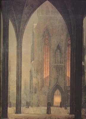 Oehme, Ernst Ferdinand Cathedral in Winter (mk10) Germany oil painting art